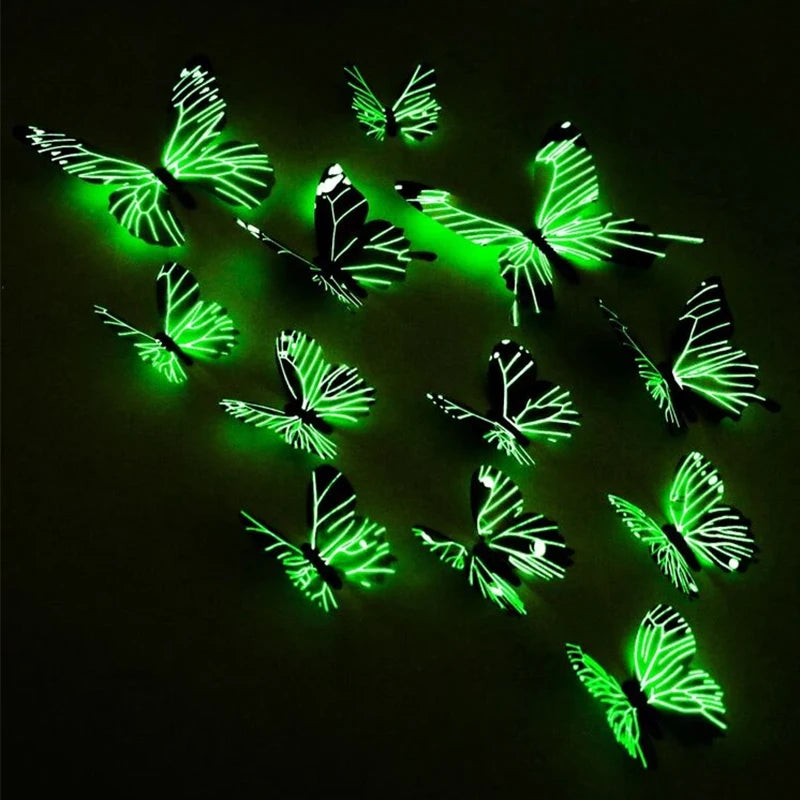 12Pcs 3D Luminous Butterfly Creative Wall Sticker