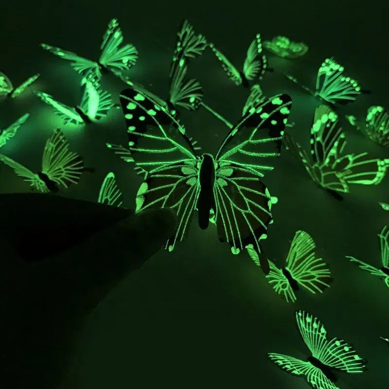 12Pcs 3D Luminous Butterfly Creative Wall Sticker