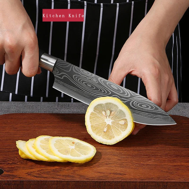 Damascus Pattern Utility Kitchen Knives