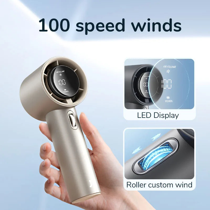 Mini Portable Hand Fan, 100 Wind Speeds, 3600mAh/5000mAh USB Rechargeable Battery