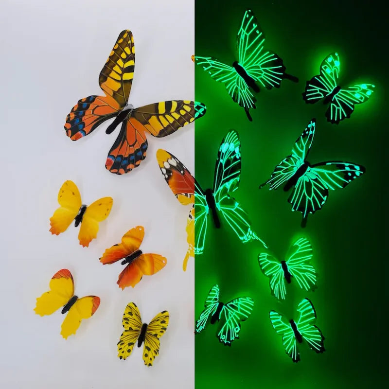 12Pcs 3D Luminous Butterfly Creative Wall Sticker