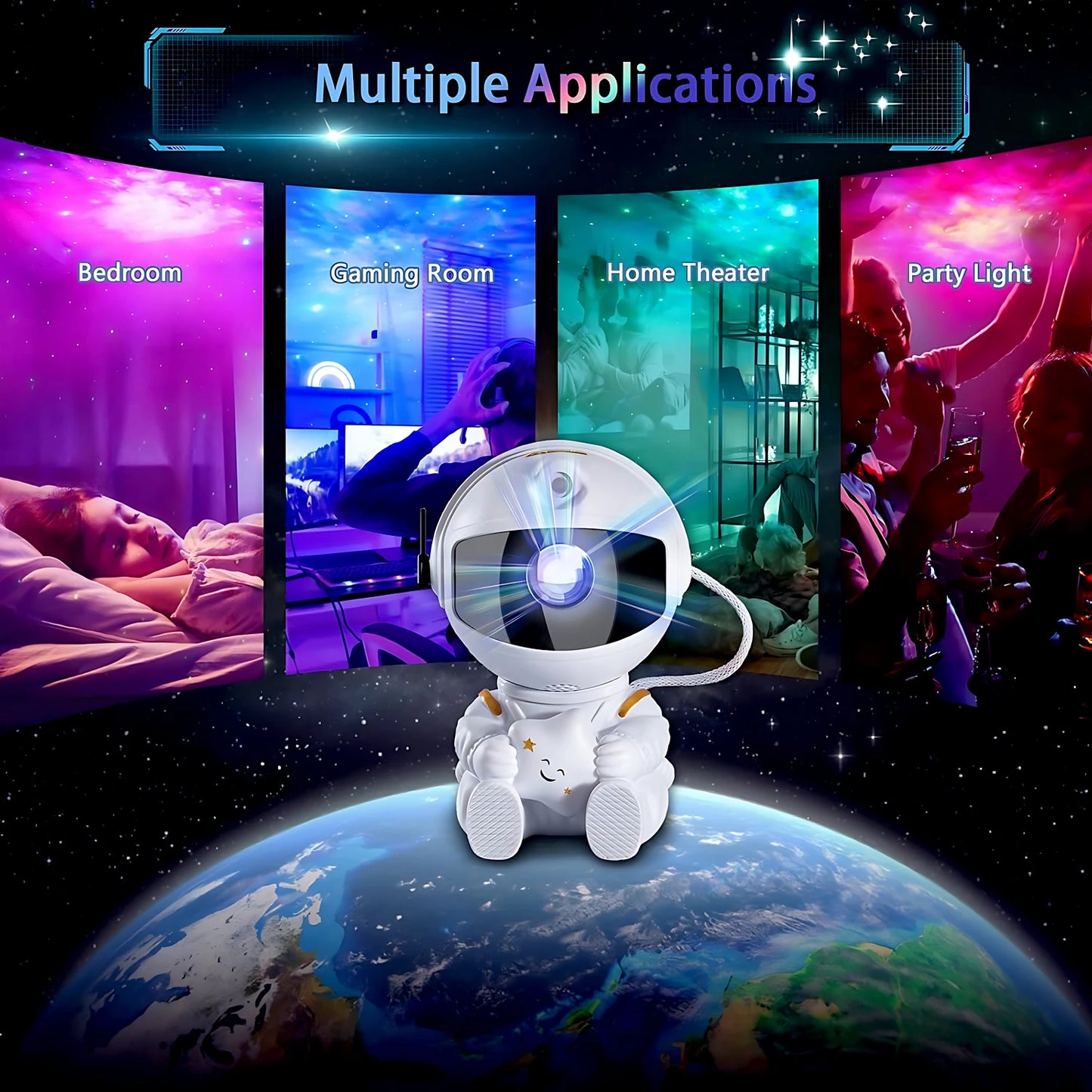 Astronaut Star Projector Galaxy Night Light