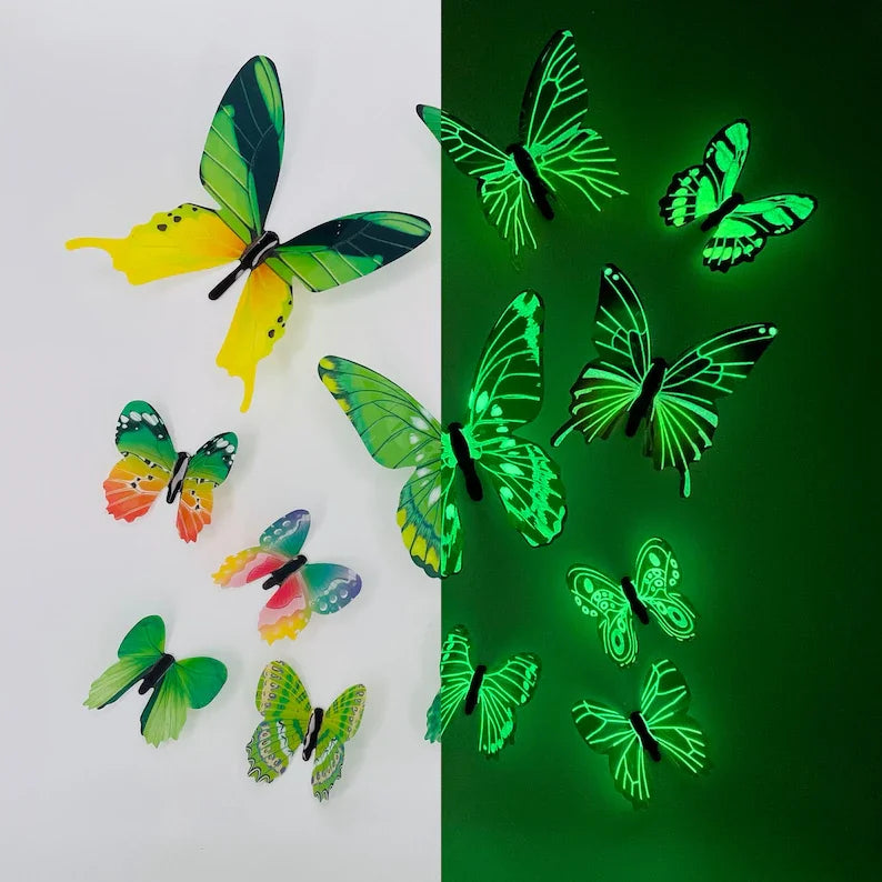 12Pcs 3D Luminous Butterfly Creative Wall Sticker