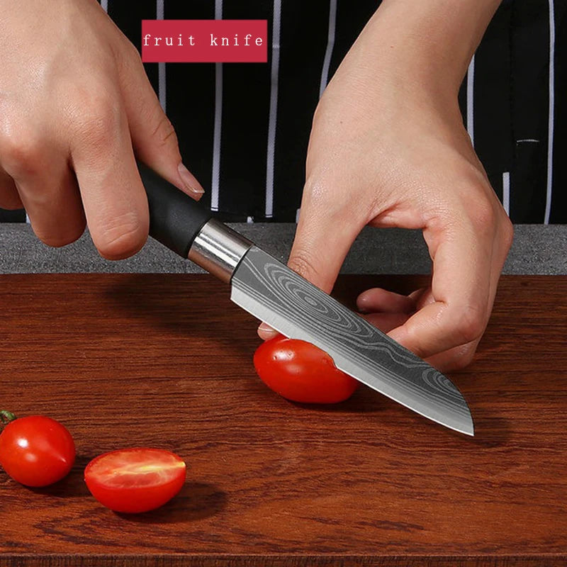 Damascus Pattern Utility Kitchen Knives