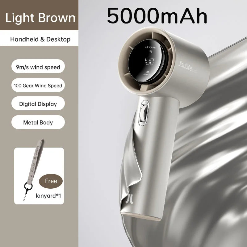 Mini Portable Hand Fan, 100 Wind Speeds, 3600mAh/5000mAh USB Rechargeable Battery
