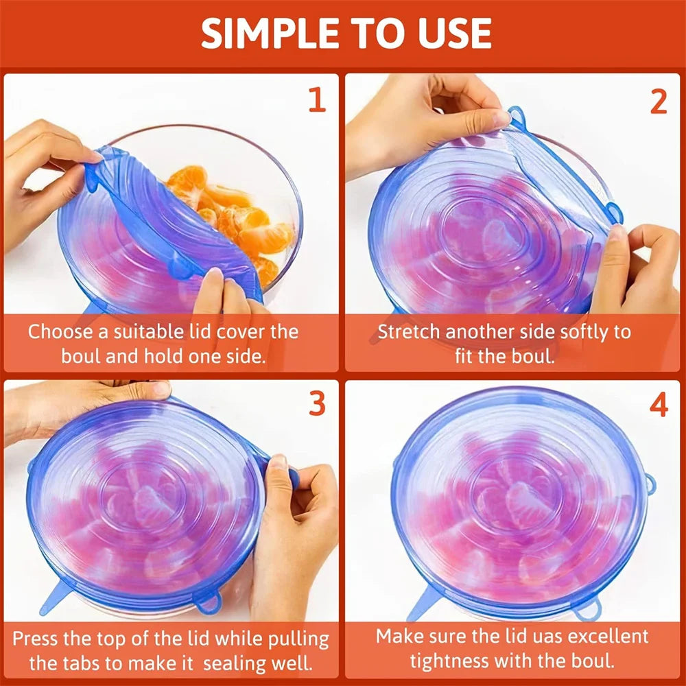 6Pcs Food Grade Silicone Preservation Cover