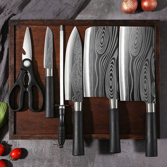 Damascus Pattern Utility Kitchen Knives