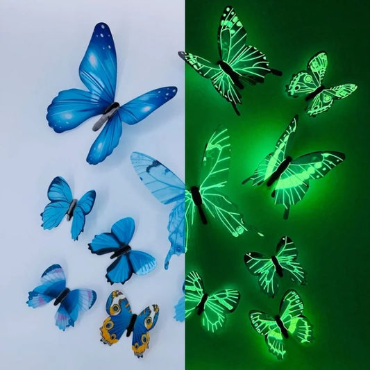 12Pcs 3D Luminous Butterfly Creative Wall Sticker